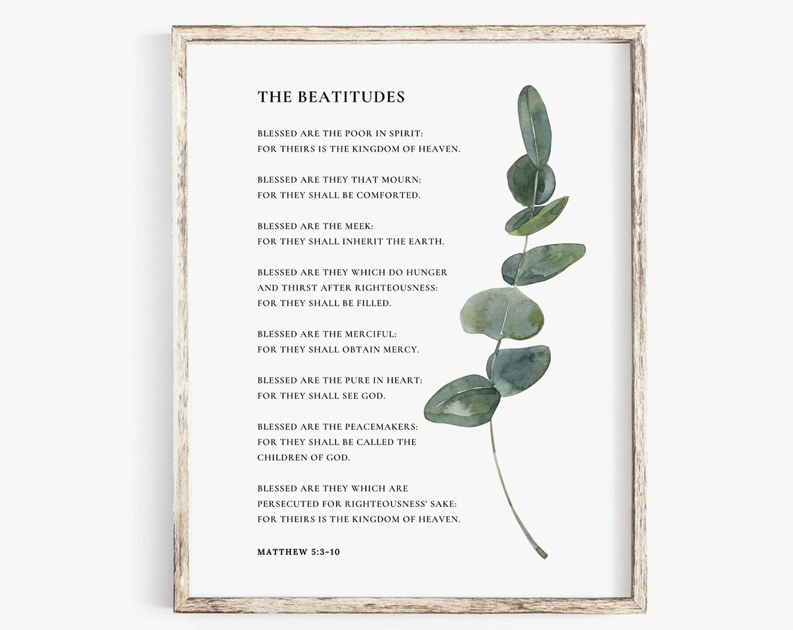 The Beatitudes Matthew 53 10 Bible Verse Art Print