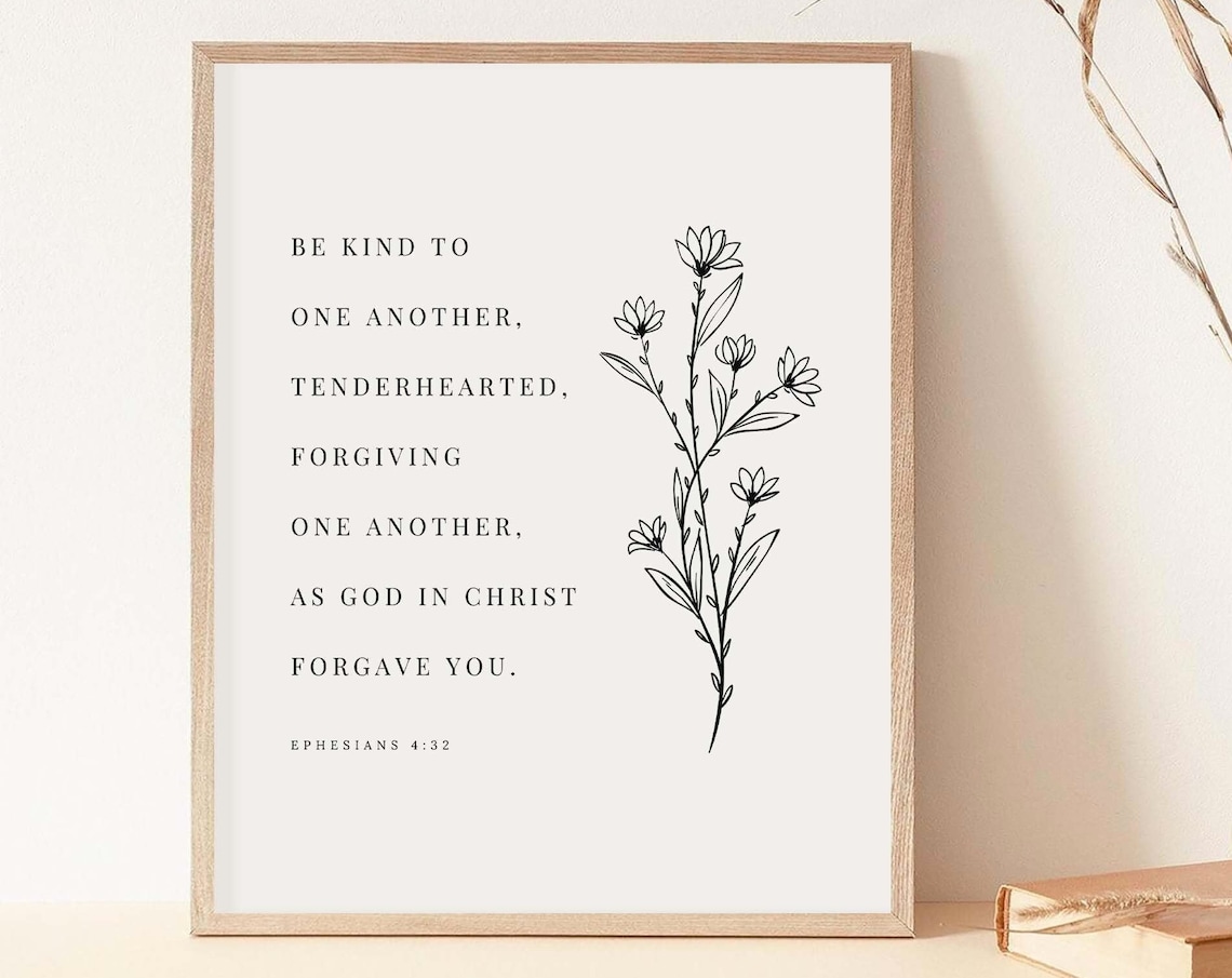 Ephesians 4:32 Be Kind To One Another Botanical Art Print - Image 2