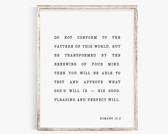 Romans 12:2 Minimal Christian Scripture Art Print