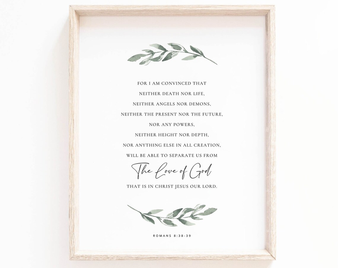 Romans 8:38-39 Botanical Watercolor Scripture Art Print