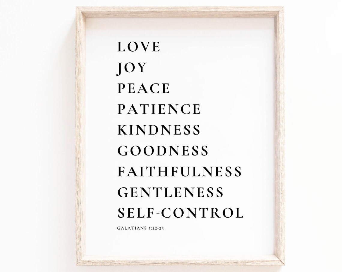 Fruit Of The Spirit Love Joy Peace Galatians 5:22-23 Virtues Poster