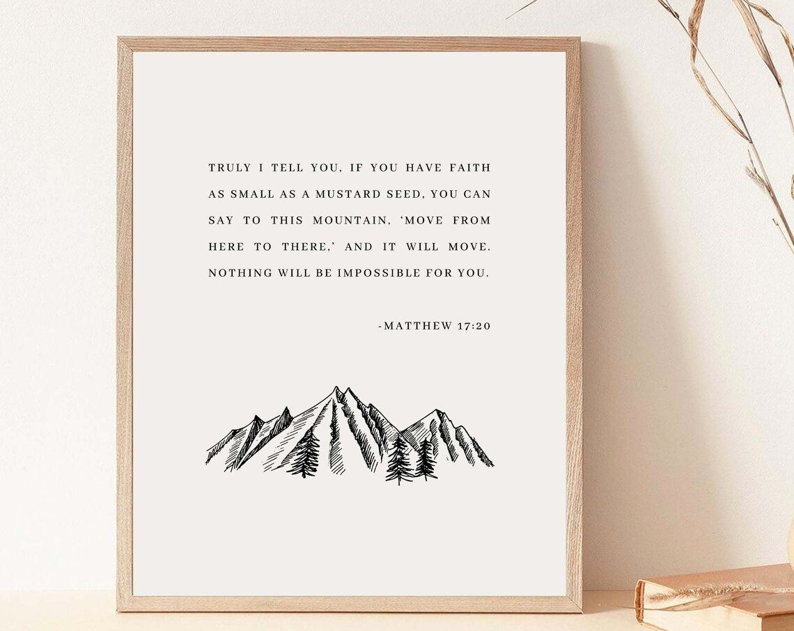 Matthew 17:20 Faith Bible Verse, Mountain Scripture Art Print - Image 2
