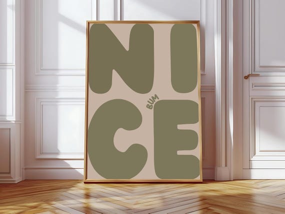 Nice Bum Art Print, Funny Boho Bathroom Decor