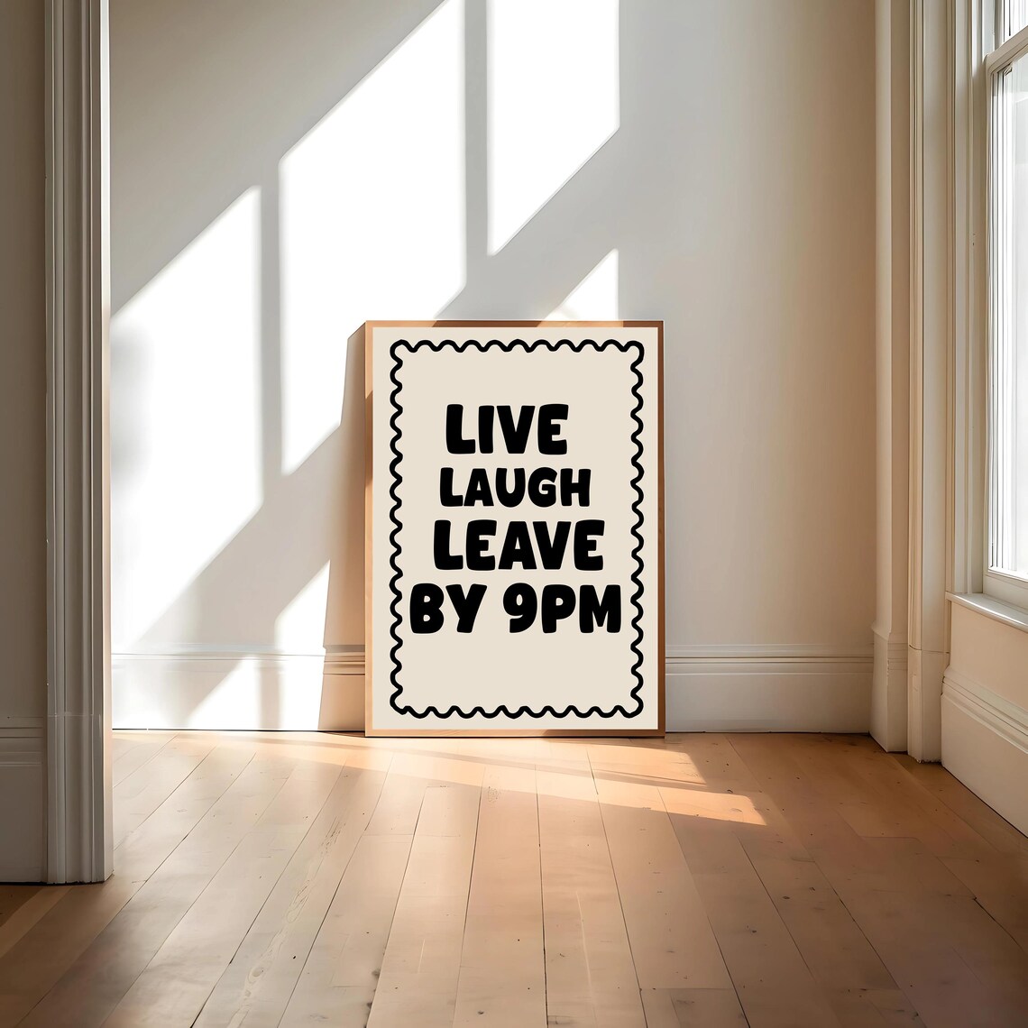 Live Laugh Leave By 9pm, Funny Boho Art Print - Image 4