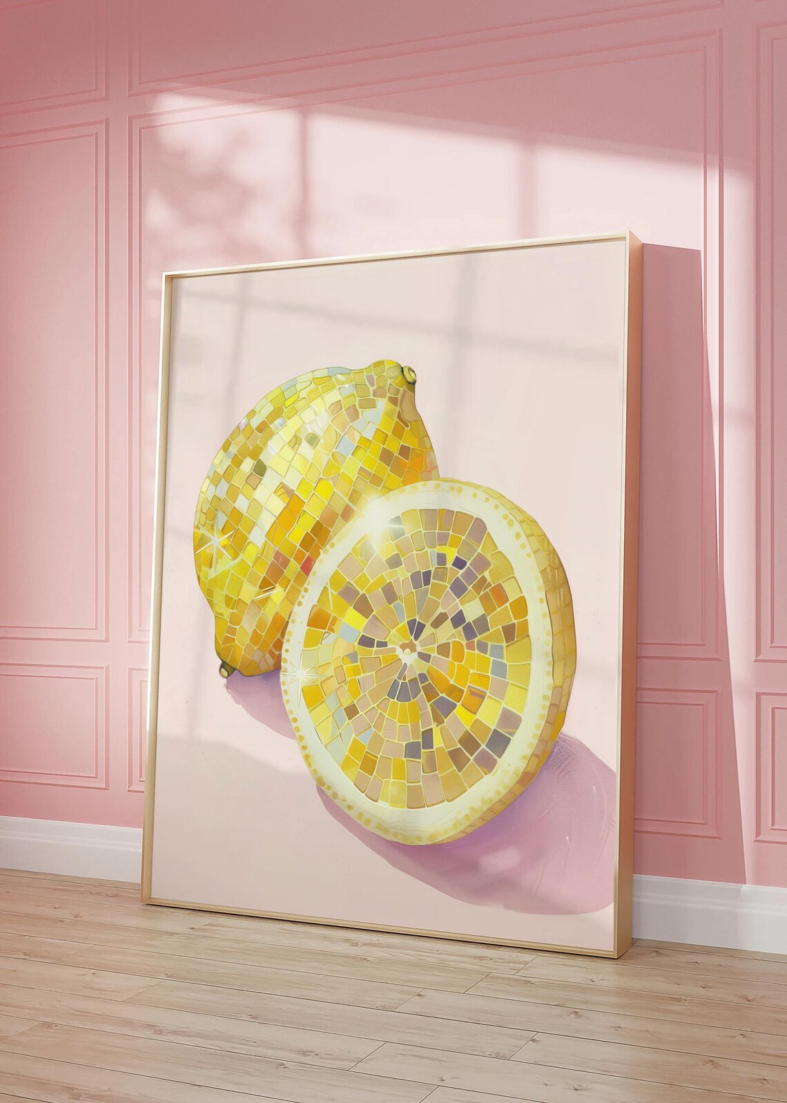 Disco Fruit Lemon Poster, Preppy Trendy Glam Print