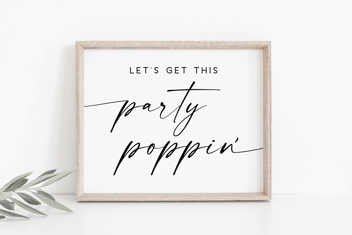 Party Poppin Sign Popcorn Bar Wedding Poster
