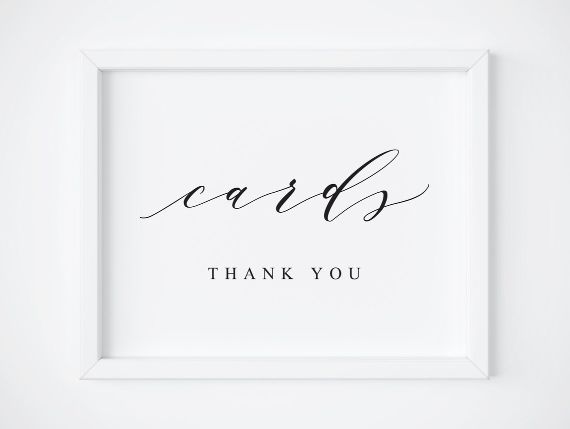 Cards Thank You Wedding Card Table Sign Calligraphy Gift Poster