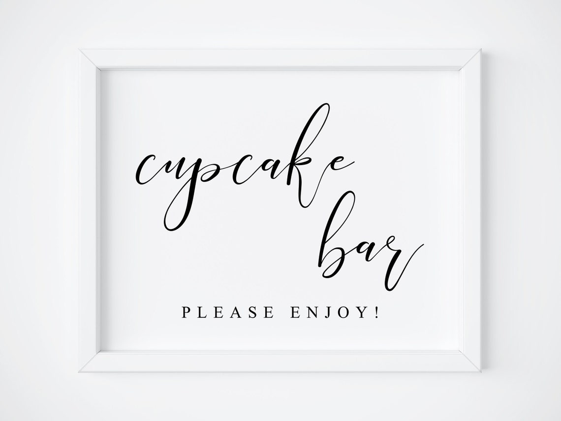 Cupcake Bar Sign Elegant Calligraphy Wedding Dessert Table Print