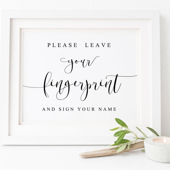 Please Leave Your Fingerprint Sign Wedding Guest Book