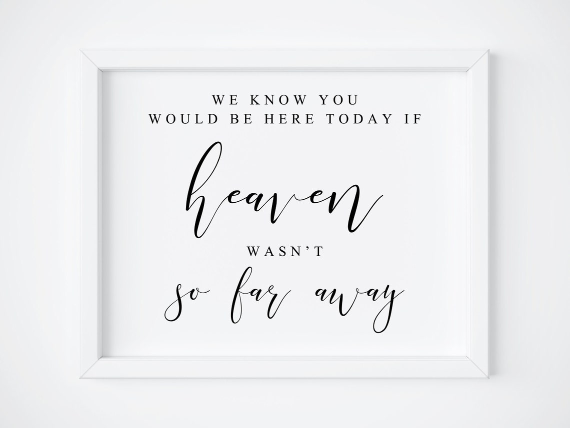 In Loving Memory Wedding Sign Heaven Remembrance Quote Poster