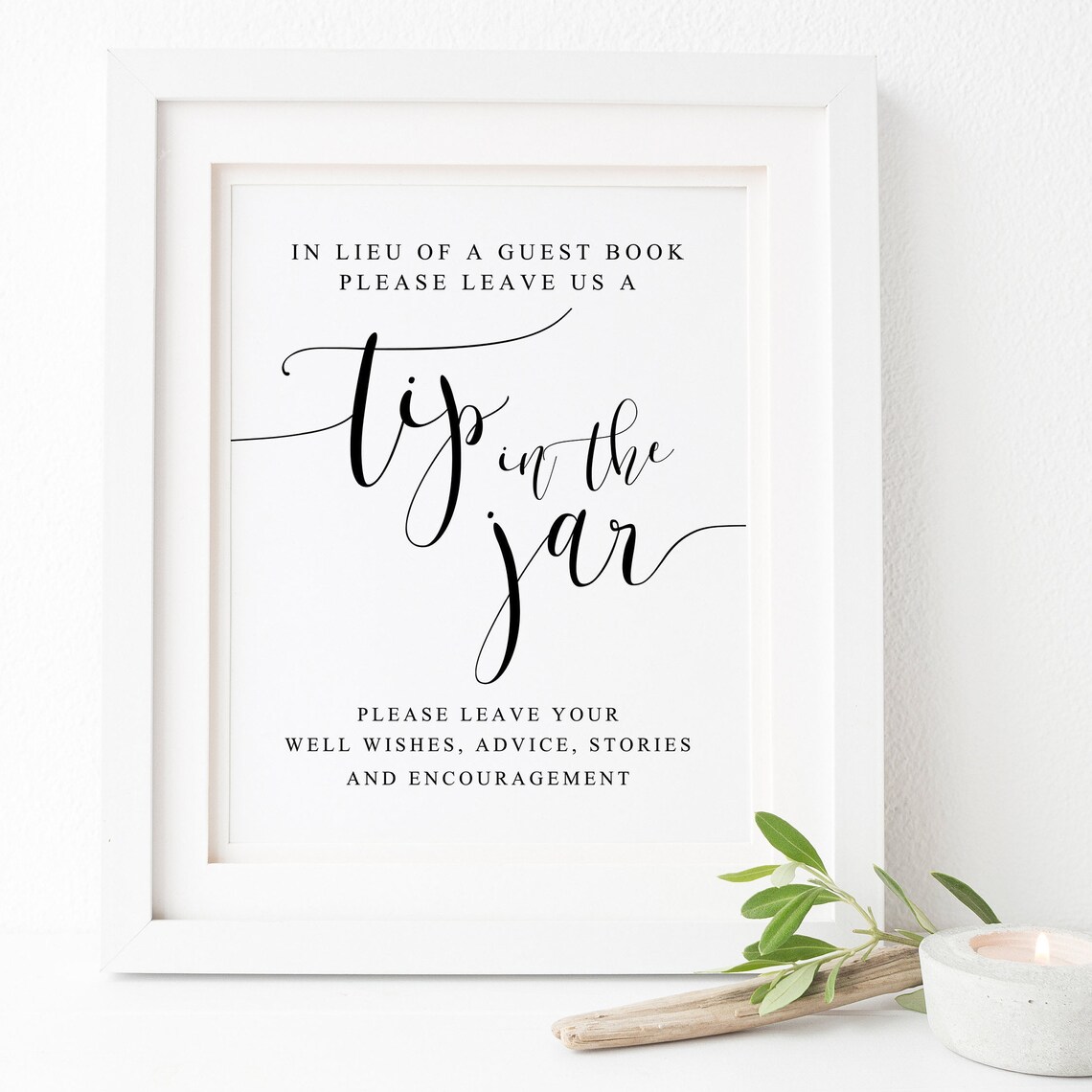 Wedding Tip Jar Sign, Guestbook Advice Art Print