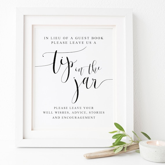 Wedding Tip Jar Sign, Guestbook Advice Art Print