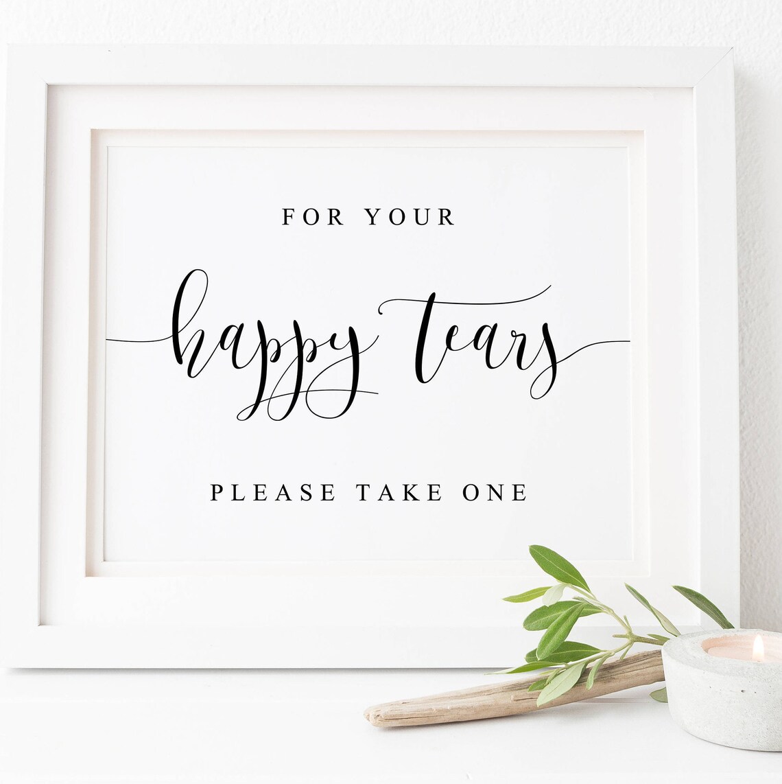 For Your Happy Tears Wedding Tissues Sign Print