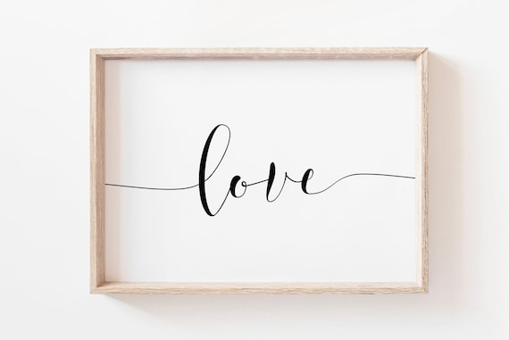 Love Elegant Script Word Minimalist Romantic Home Decor Poster