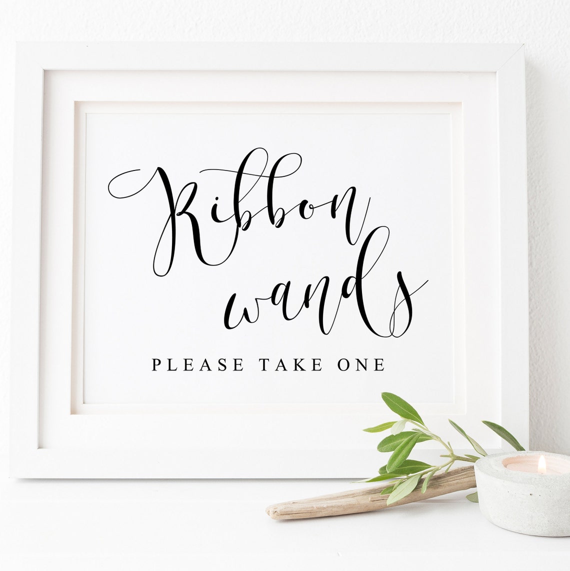 Ribbon Wands Please Take One Wedding Send Off Calligraphy Sign Poster