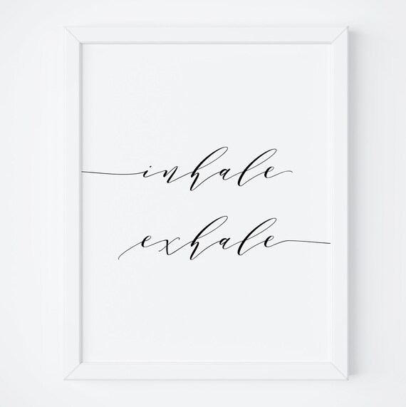 Inhale Exhale Minimalist Script Yoga Meditation Wall Decor Poster