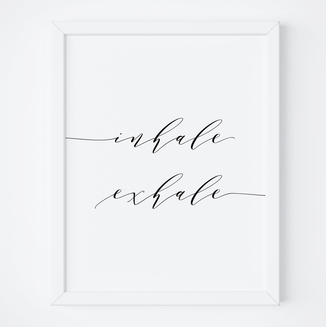 Inhale Exhale Minimalist Script Yoga Meditation Wall Decor Poster