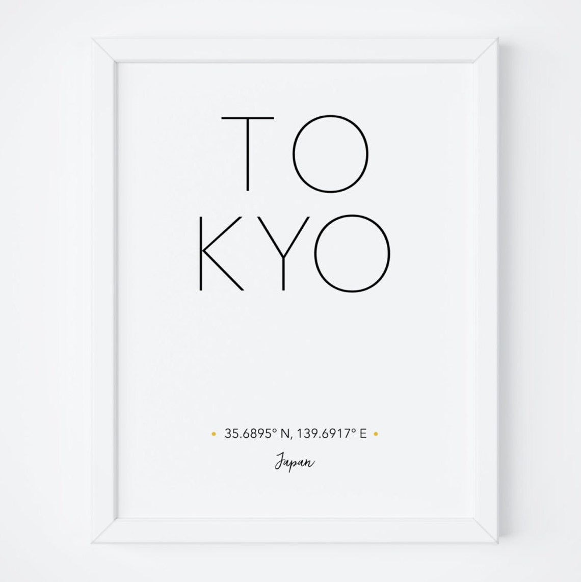 Tokyo Japan Coordinates Travel Typography Minimalist Art Poster