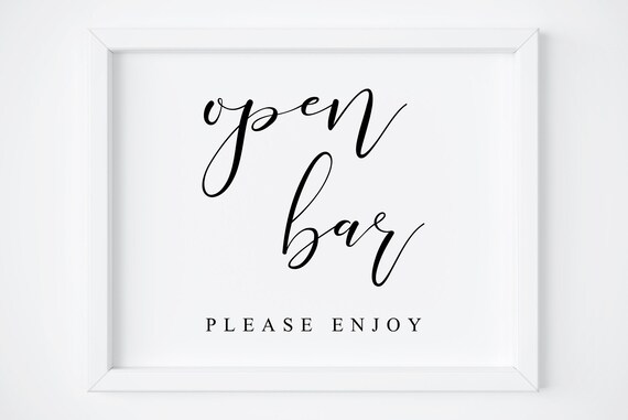 Wedding Open Bar Sign Reception Drinks Poster