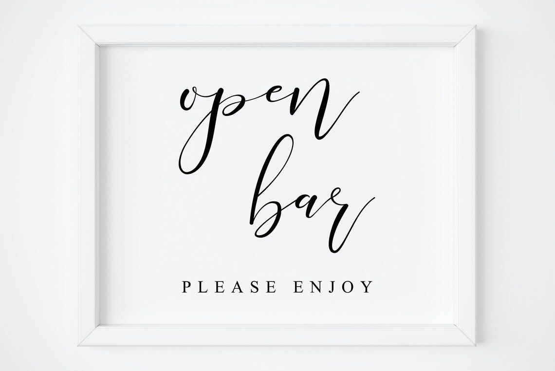 Wedding Open Bar Sign Reception Drinks Poster