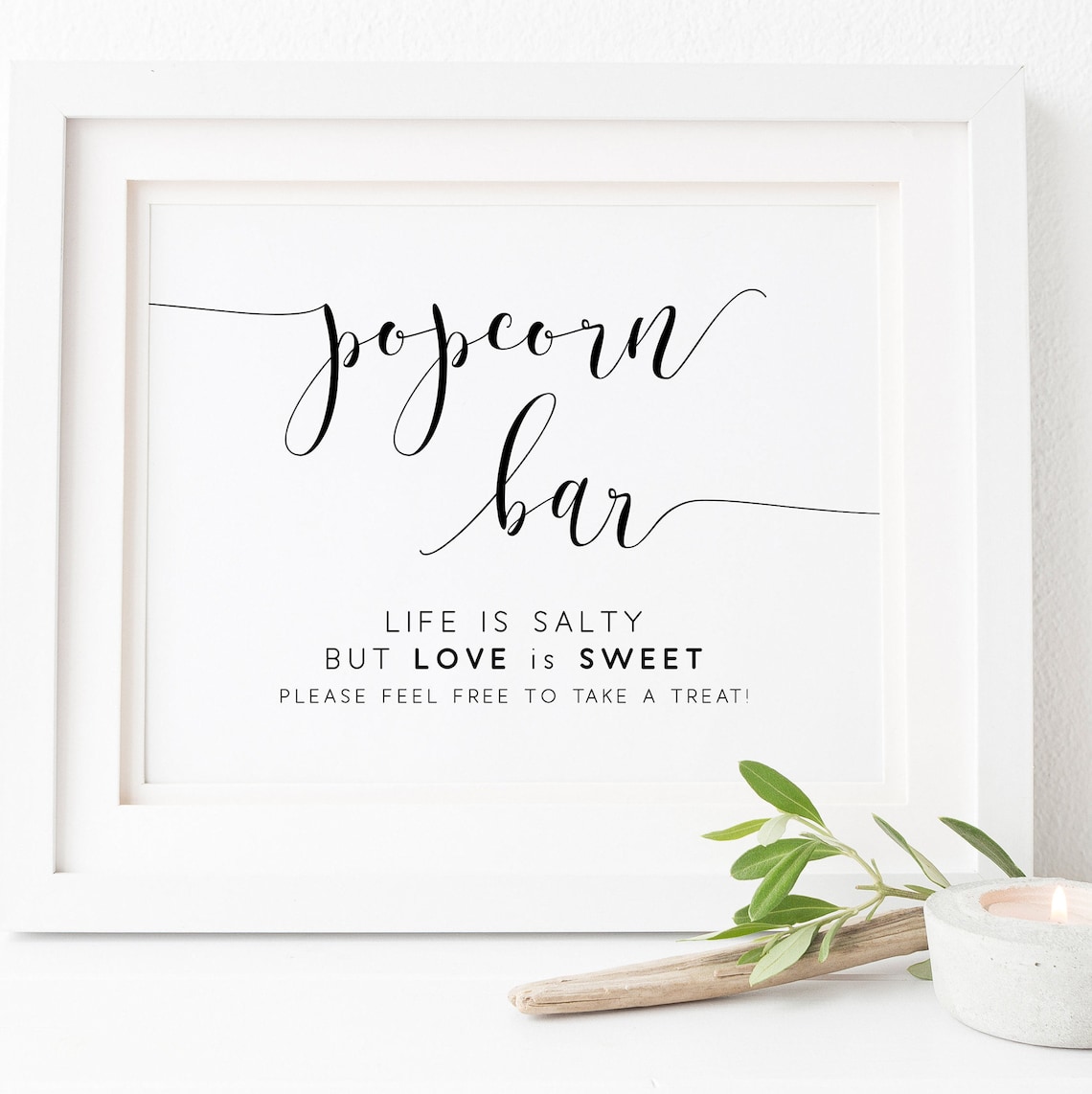 Popcorn Bar Wedding Sign, Wedding Table Signs