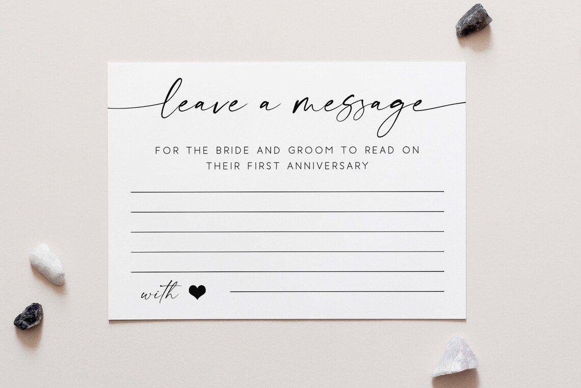 Leave a Message Anniversary Sign Advice Card Print