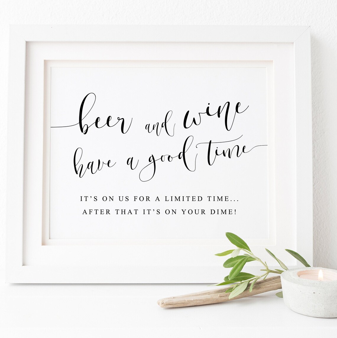 Beer and Wine Wedding Bar Sign, Cheers Poster Print