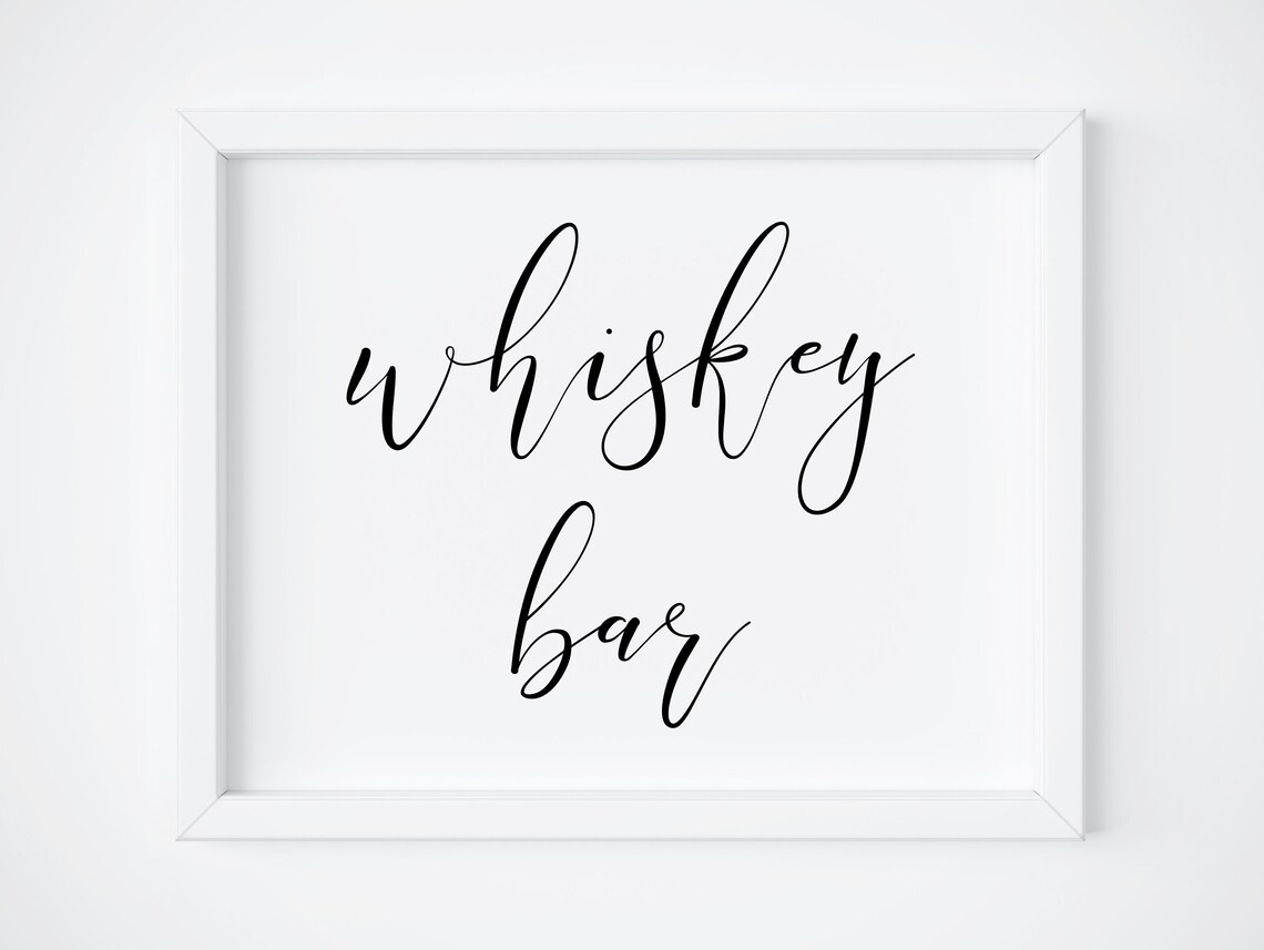 Whiskey Bar Wedding Sign, Alcohol Bar Art Print