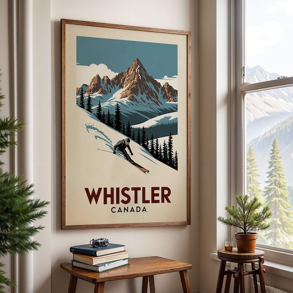 Whistler British Columbia Ski Poster, Vintage Chalet