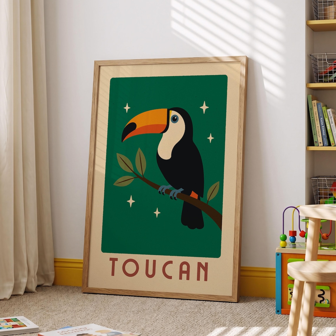 Toucan Print Tropical Nursery Wall Art Playroom Decor