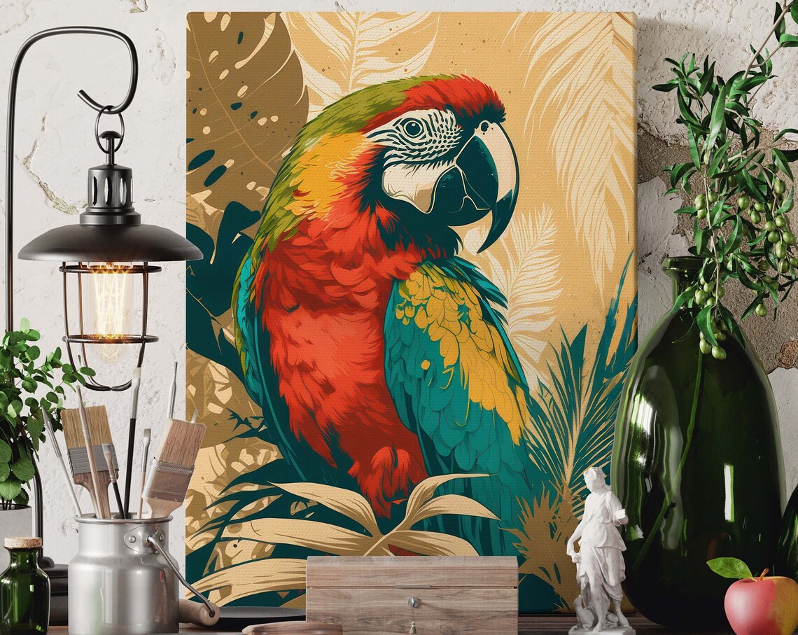 Scarlet Macaw Portrait Poster Colorful Tropical Parrot Home Decor - Image 3