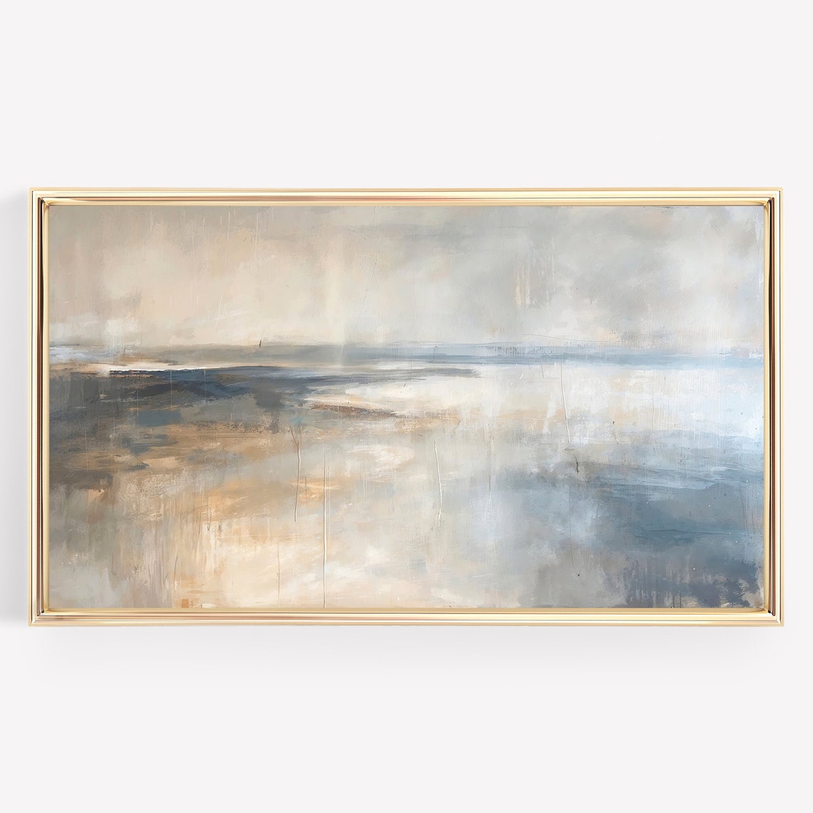 Abstract Autumn Beach Scene in Neutral Coastal Tones Art Poster - Image 3