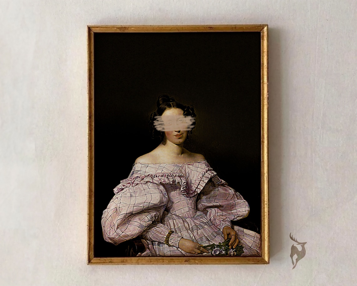 Altered Art Vintage Portrait, Eclectic Wall Art Print