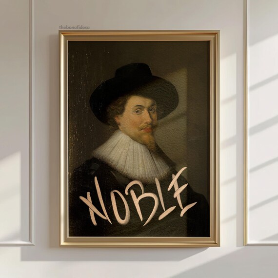 Noble Graffiti Portrait Man in Hat and Ruff Collar Pop Art Poster