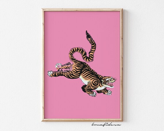 Colorful Tiger Art Print Maximalist Gallery Wall