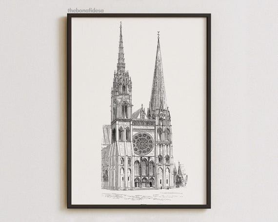 Vintage Architecture Sketch Art Print Line Ink Drawing Minimalist Wall