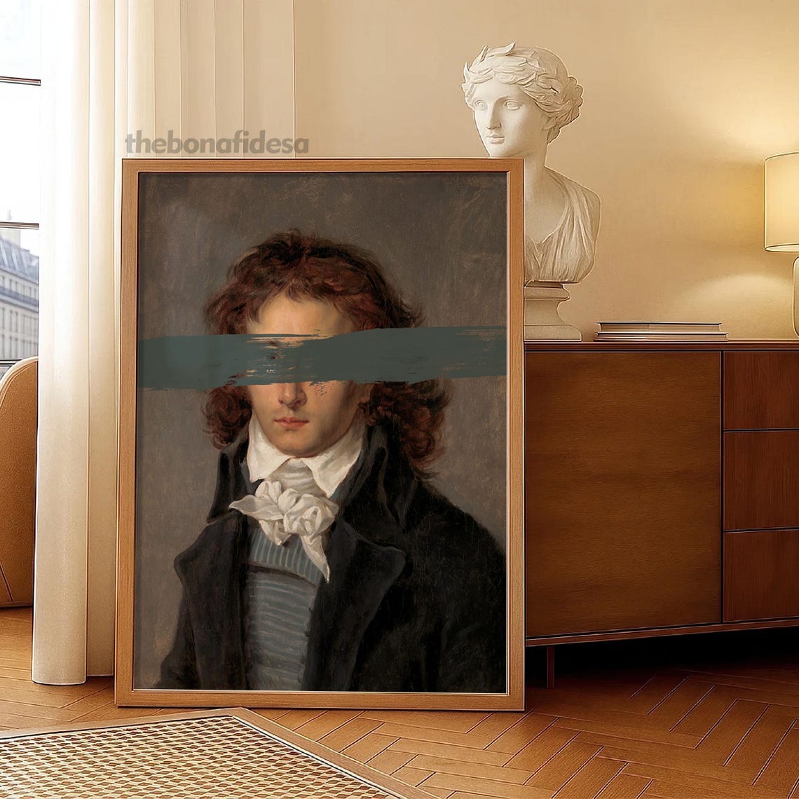 Altered Vintage Portrait Young Man Painted Bar Moody Gothic Poster