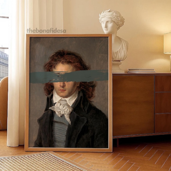 Altered Vintage Portrait Young Man Painted Bar Moody Gothic Poster