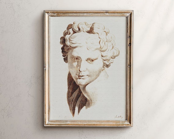 Artwork Figurative Charcoal Drawing Female Figure Sketch Vintage Bust Printrustic Artgallery Wall Decorprintable Art