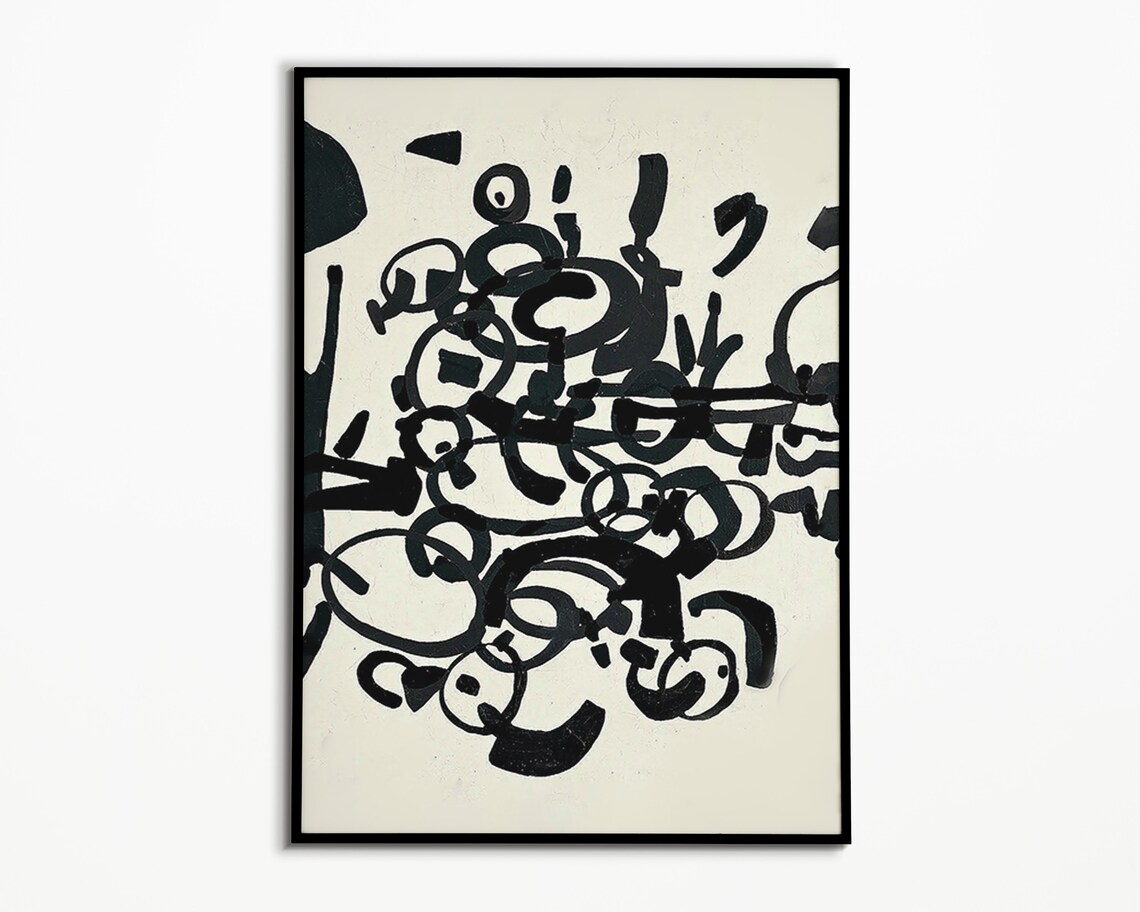 Abstract Wall Art Black And White Modern Print Minimalist Poster Instant