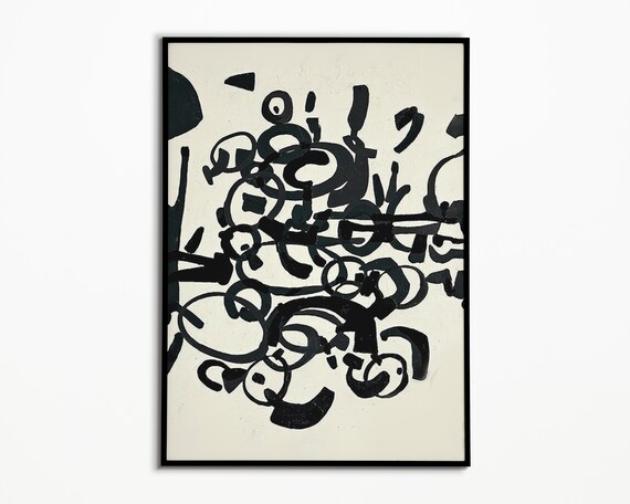 Abstract Wall Art Black And White Modern Print Minimalist Poster Instant