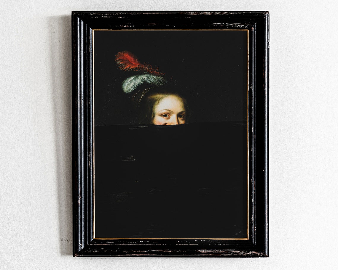 Moody Portrait Dark Academia Decor Altered Art Woman Victorian Wall Print