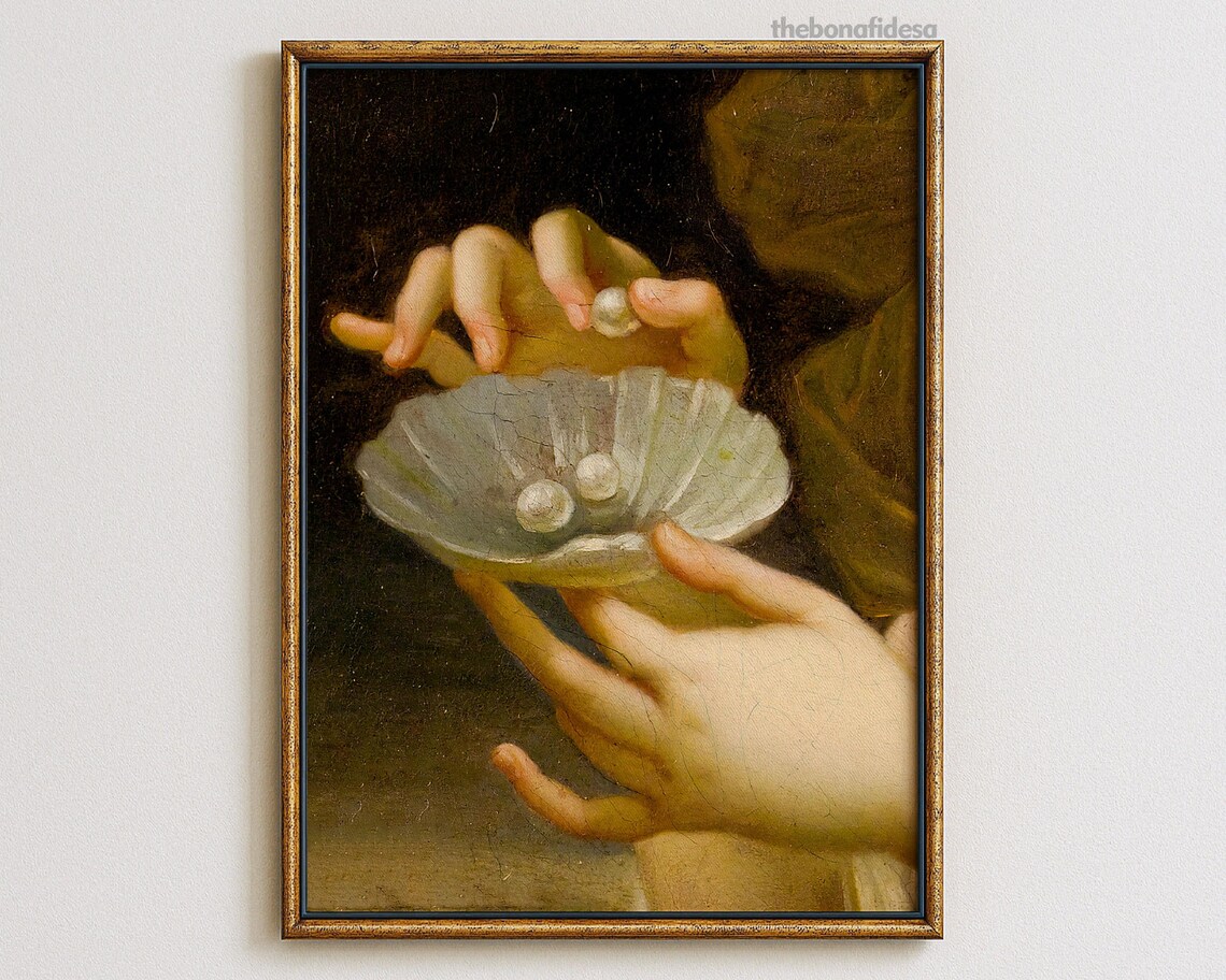 Baroque Pearl Flower Painting Vintage Eclectic Art Print