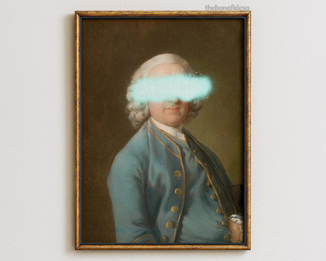 Altered Vintage Portrait Neon Spray Gentleman Eclectic Pop Wall Art