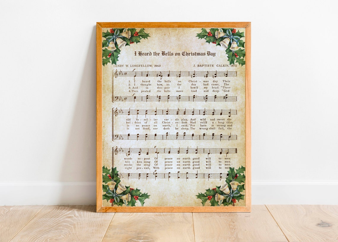 I Heard the Bells on Christmas Day Vintage Hymn Sheet Music Poster - Image 3