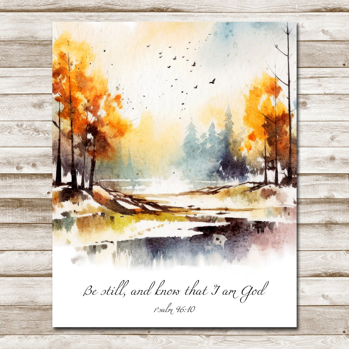 Be Still And Know That I Am God Psalm 4610 5x7 8x10 11x14 16x20 Bible Verse Wall Art Scripture Sign Fall Woodland Diy Decor - Image 4