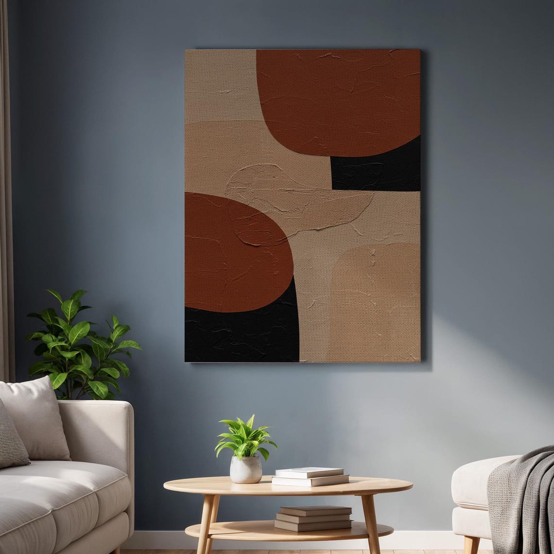 Earthy Terracotta Geometric Abstract Modern Texture Wall Art