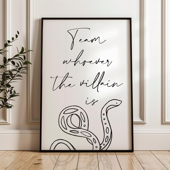 Team Whoever the Villain Is Dark Romance Snake Line Art Poster