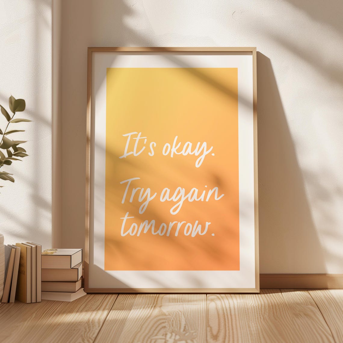 It's Okay Try Again Tomorrow Minimalist Sunset Gradient Poster