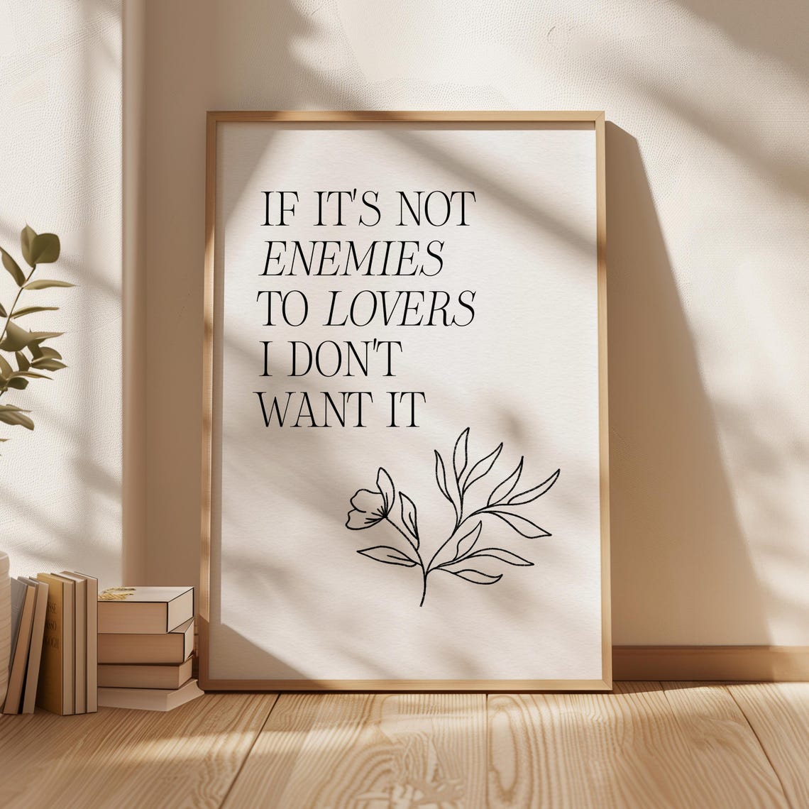 If It's Not Enemies to Lovers Minimalist Botanical Book Poster